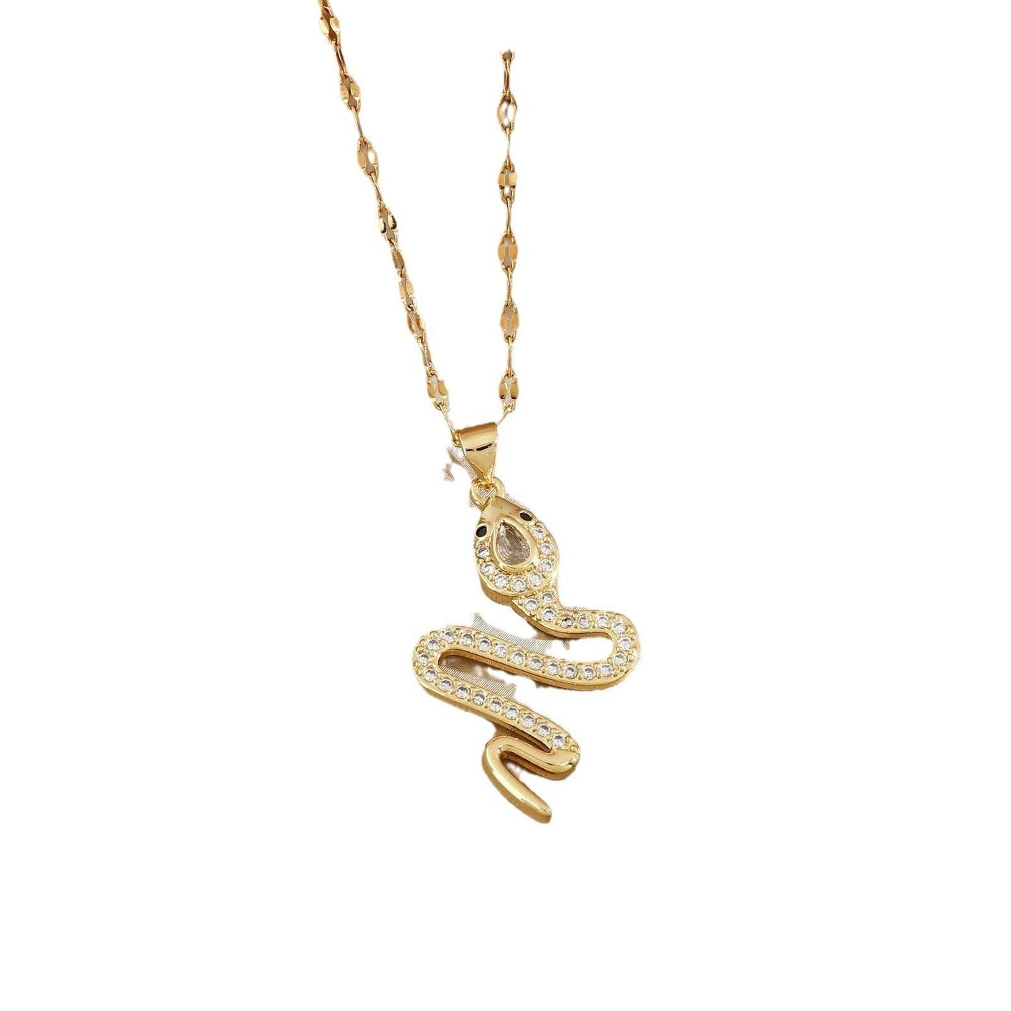 Fashion Personality Snake Necklace With Rhinestone Design Creative Sweater Chain Fall Winter Women's Clavicle Chain Jewelry - Velora