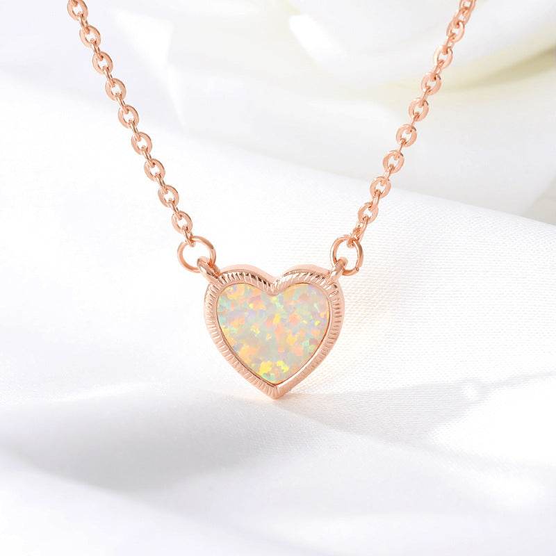Romantic Heart Necklace Copper Zircon Pendant Necklace for women - Velora