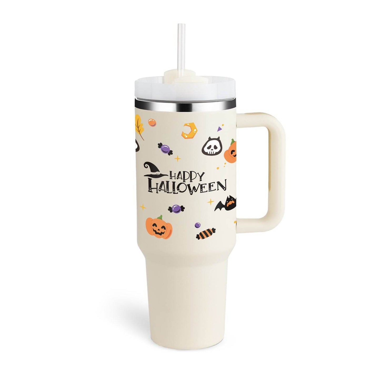 40 Oz Tumbler With Handle Straw Insulated, Stainless Steel Spill Proof Vacuum Coffee Cup Tumbler With Lid Tapered Mug Gifts For Valentine Lover Suitable For Car Gym Office Travel - Velora