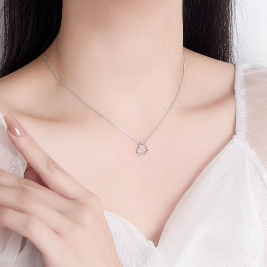 S925 Sterling Silver Love Heart Pendant Necklace For Women Fashion Jewelry Ladies Gold Color Clavicle Chain High Quality Jewelry Gifts - Velora