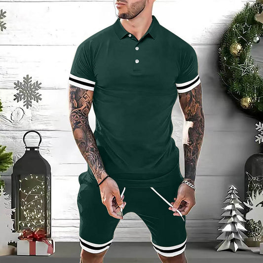 Mens Short Sets 2 Piece Outfits Polo Shirt Fashion Summer Tracksuits Casual Set Short Sleeve And Shorts Set For Men - Velora