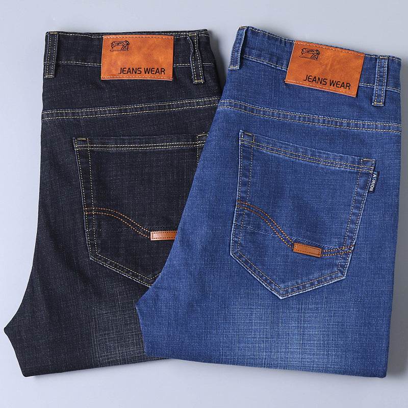Jeans Shorts Men Elastic Straight Denim Mid Waist Loose Shorts - Velora