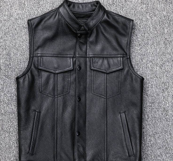 Vest Vest Button Motorcycle Motor Bike Casual Leather Waistcoat Plus Size - Velora