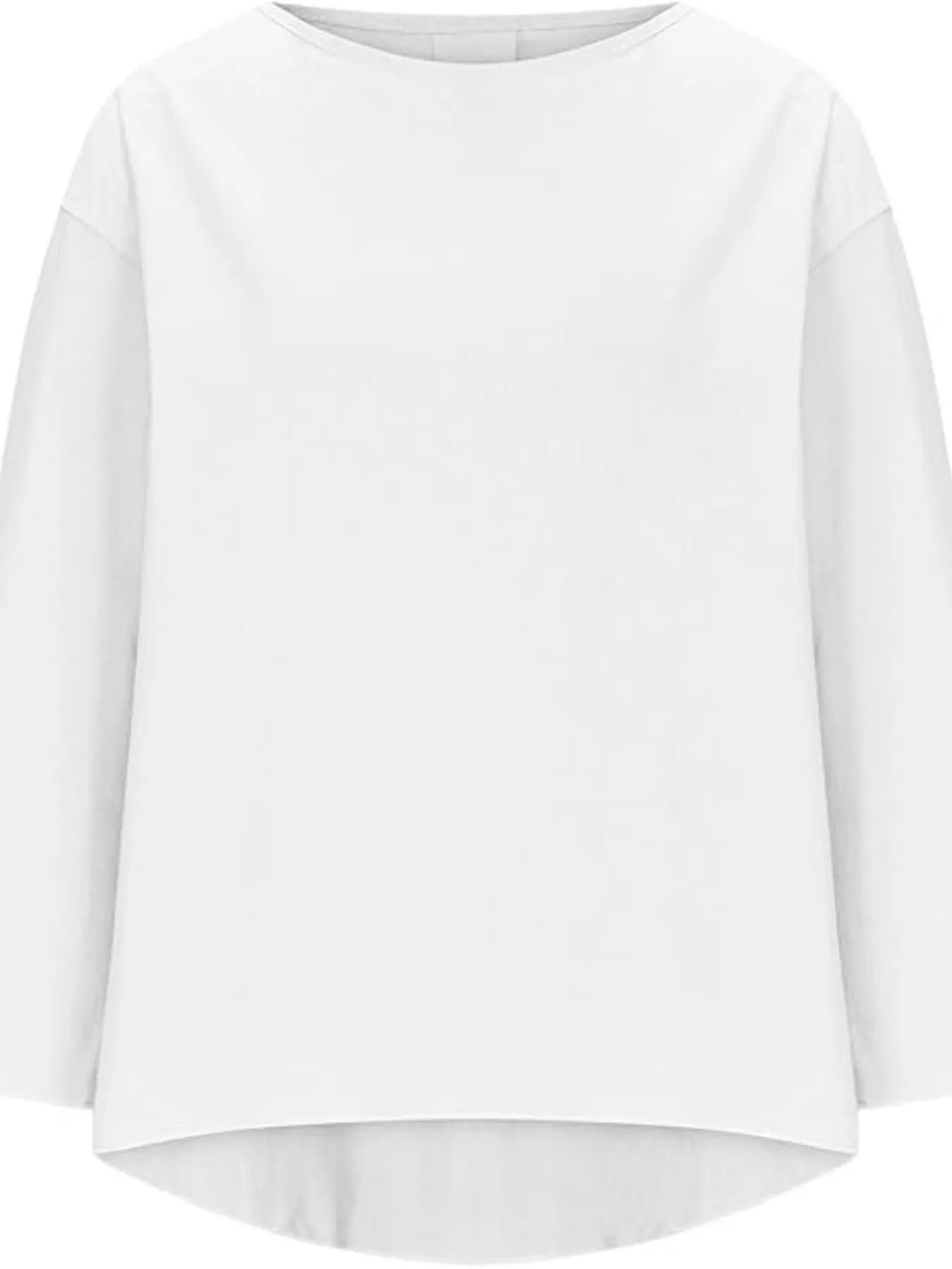 Full Size Round Neck Relaxed Fit Blouse Plus Size - Velora
