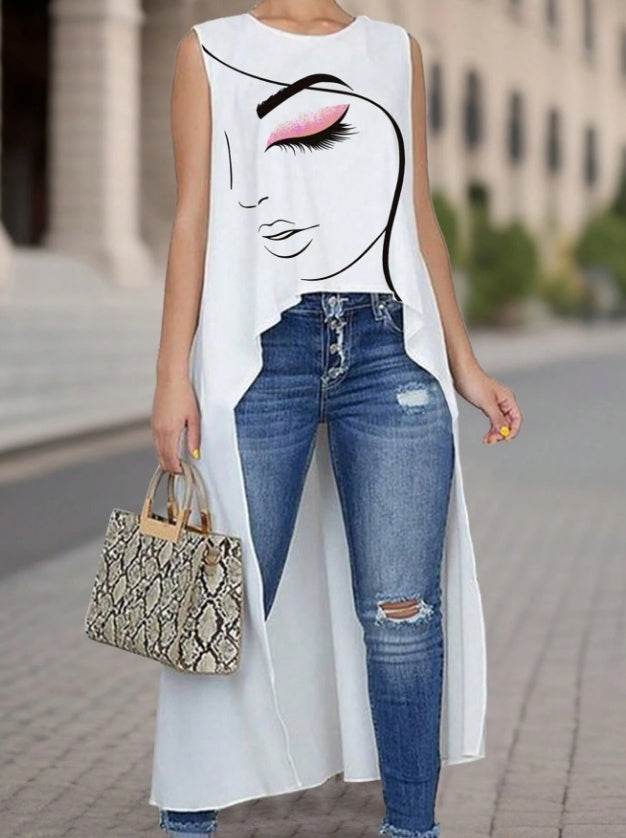 Summer Ladies Casual Print Sleeveless Gown - Velora