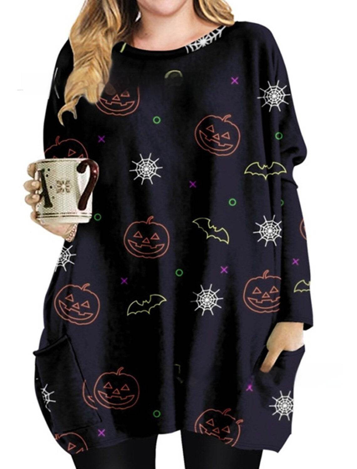 Women's Round Neck Mid-length Long-sleeved T-shirt With Pockets - Velora