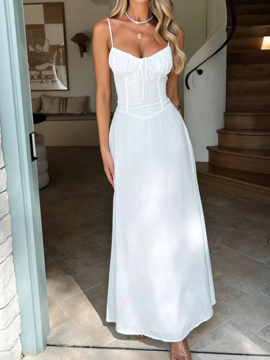 Lace-Up Solid Cami Dress - Velora