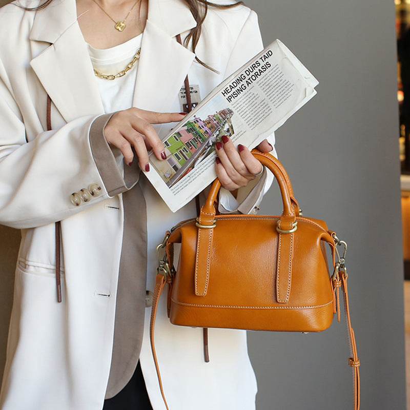 New Genuine Leather Boston Shoulder Messenger Bag - Velora