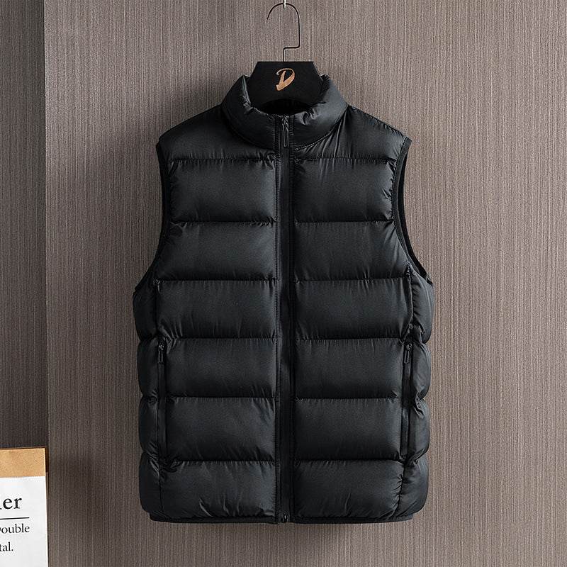 Men's Fashionable Handsome Warm Solid Color Cotton Vest Stand Collar - Velora