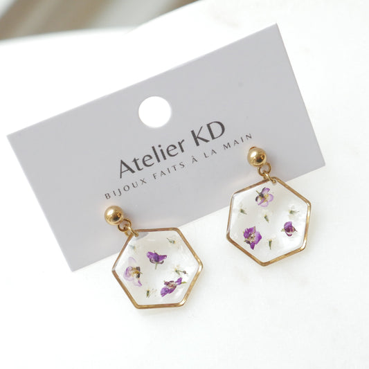 Boucles d'oreilles les violettes de LΓ©a- hexa (moyen 15mm) - Velora