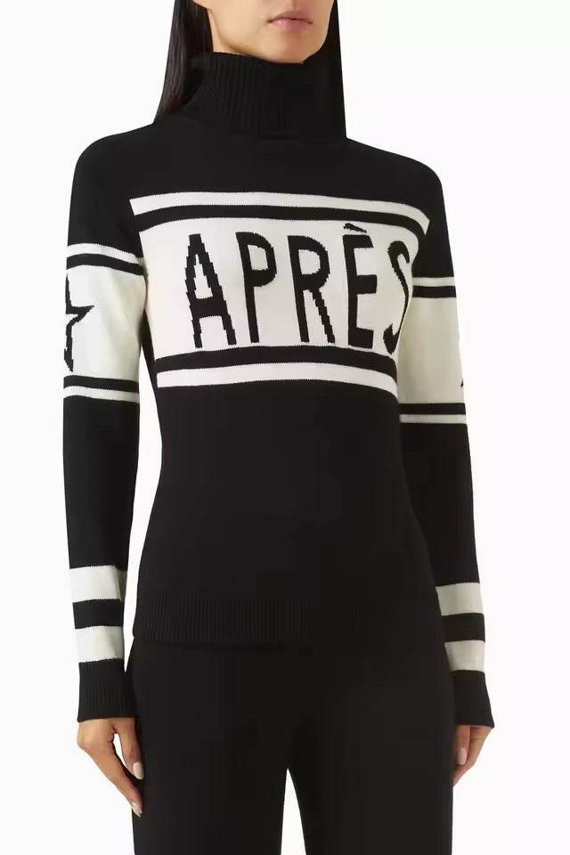 Letter Stripes Jacquard Knitted Slim Fit Sweater Women - Velora