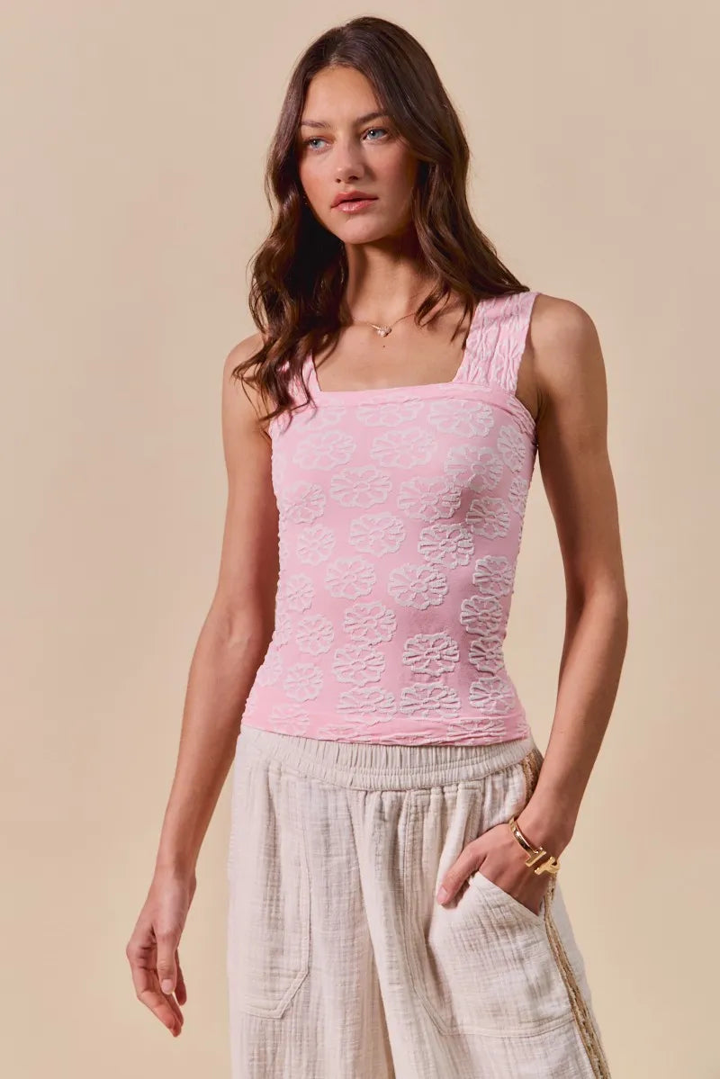SO ME Two Tone Floral Seamless Tank Top - Velora