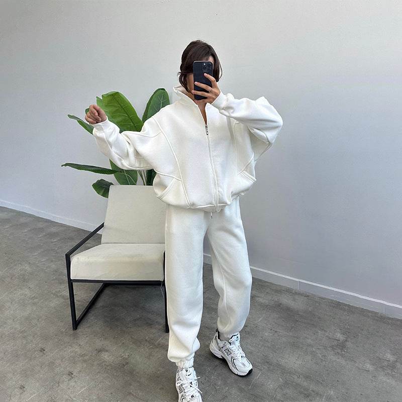 Sports Suits With Pockets Stand-up Collar Zipper Cardigan And Drawstring Trousers Fashion Jogger Set Outfits Tracksuits Women's Clothing - Velora