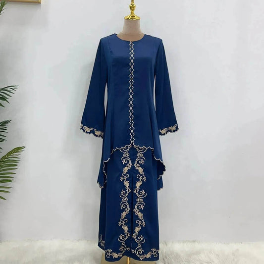 Exquisite Embroidered Middle East Abaya Skirt Suit Arab2 piece set