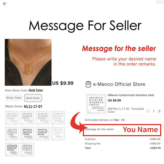 Stainless Steel English Name Necklace, Personalized DIY Fashion Necklace - Velora