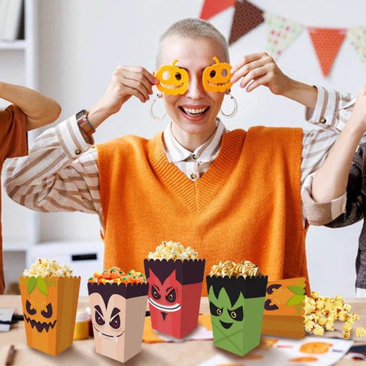 12 Pieces Halloween Popcorn Box Halloween Party Favor Snack Treat Boxes Candy Cookie Container Decorations Gifts For Popcorn Sales Halloween Party Favor Supplies - Velora