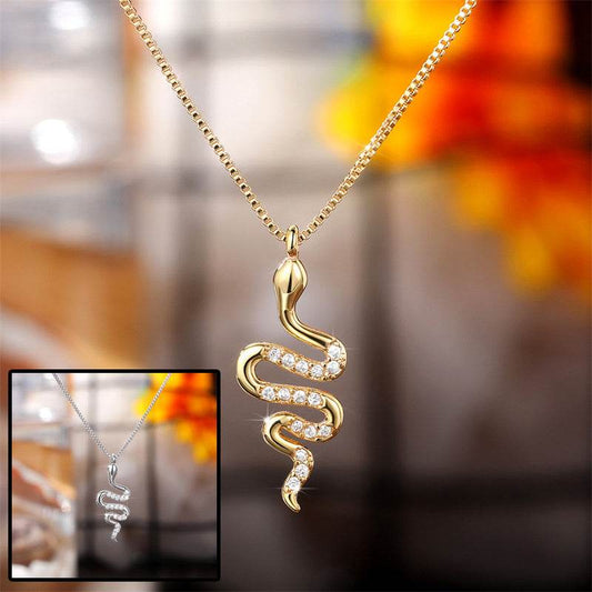 Fashion Lady Snake Pendant Necklace With Dazzling Zirconia Stylish Party Accessories Dainty Gift Animal Jewelry For Women Fashion Jewelry - Velora