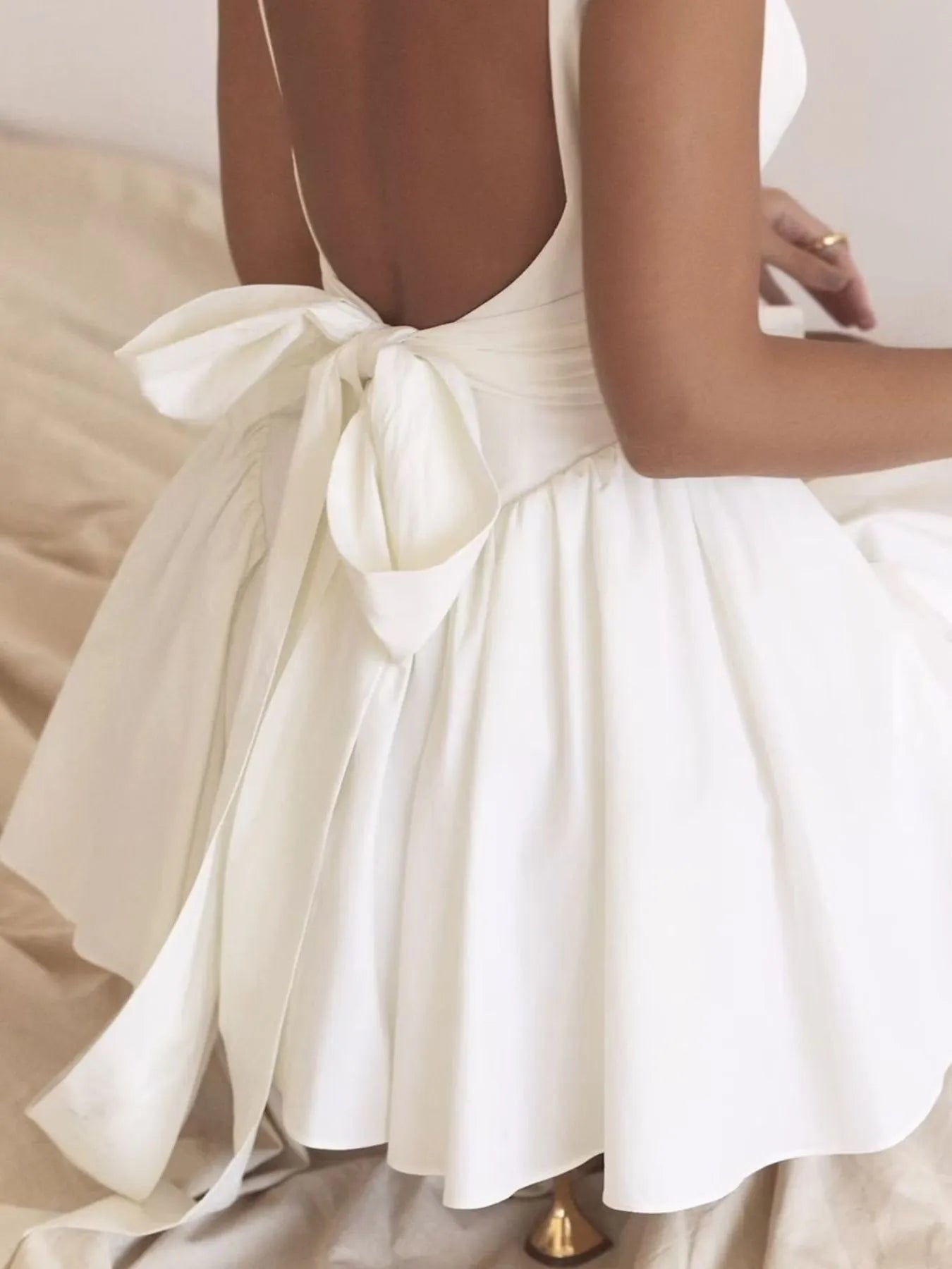 Backless Square Neck Mini Dress - Velora