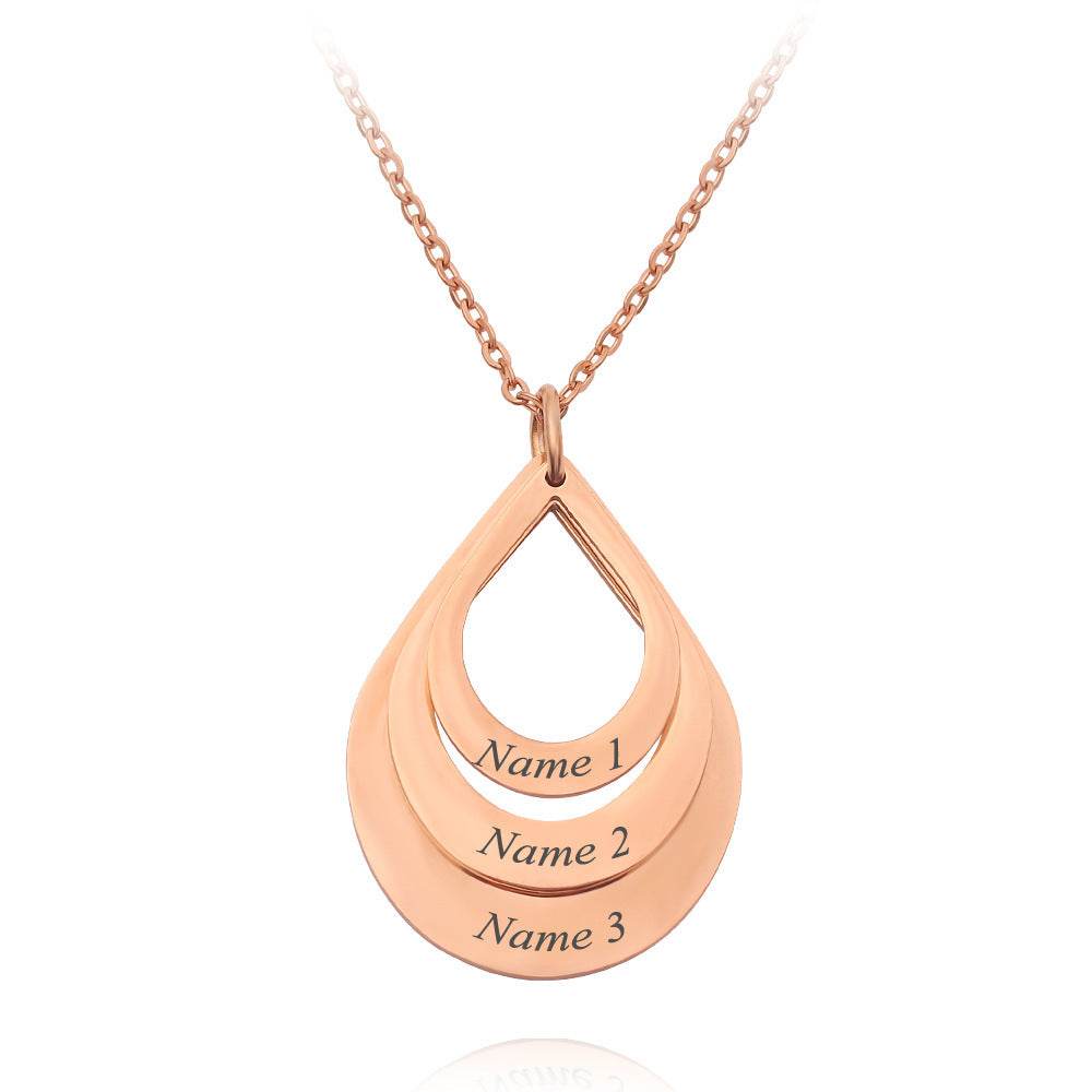 Customized 3 Water Droplet Engraving Name Stainless Steel Jewelry Pendant Necklaces For Women Personalized Gift - Velora