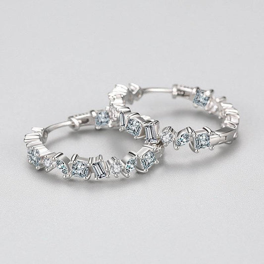 S925 Sterling Silver Irregular Zircon Earrings Women's Light Luxury Luxury - Velora