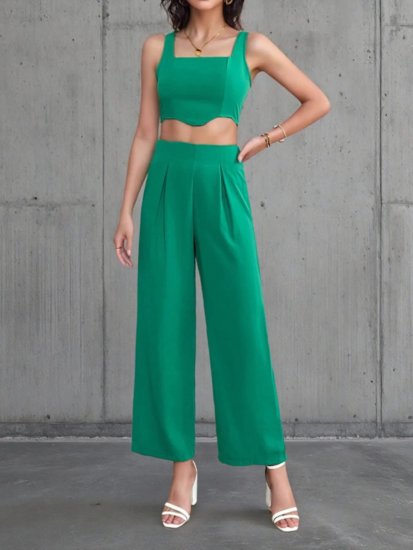 Square Neck Tank and Pants Set - Velora