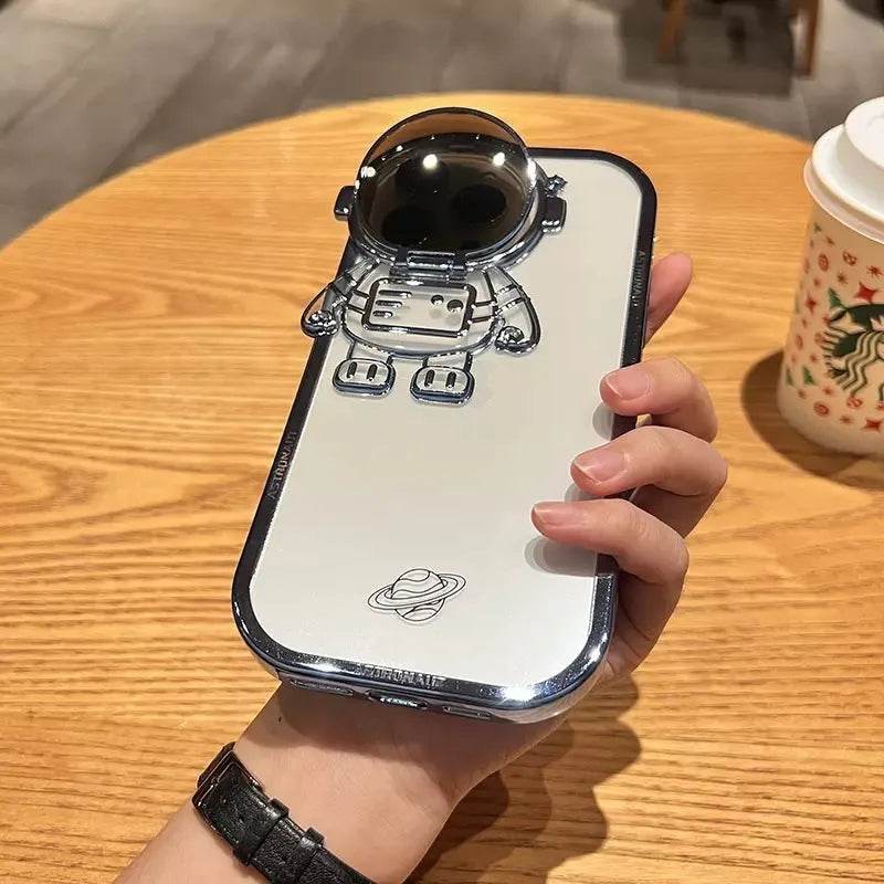 Glitter Astronaut Camera Stand Phone Case Invisible Lens Soft Cover - Velora