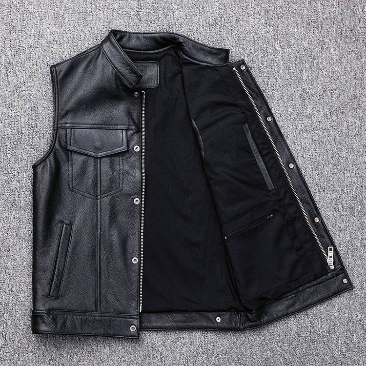 Vest Vest Button Motorcycle Motor Bike Casual Leather Waistcoat Plus Size - Velora