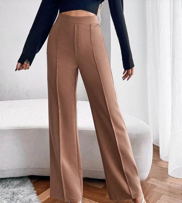 Loose Straight Pants Women High Waist Casual Trousers - Velora
