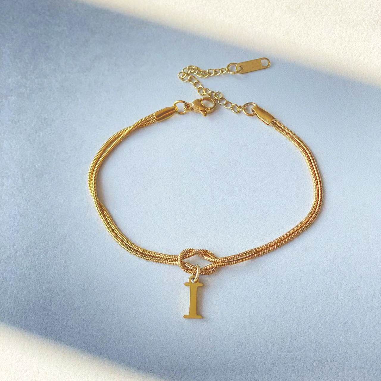 New Letter A-Z Love Knot Bracelets For Women Couple Gold Color Dainty Snake Chain Charm Bracelet Stainless Steel Jewelry Gift Valentine's Day Gifts - Velora