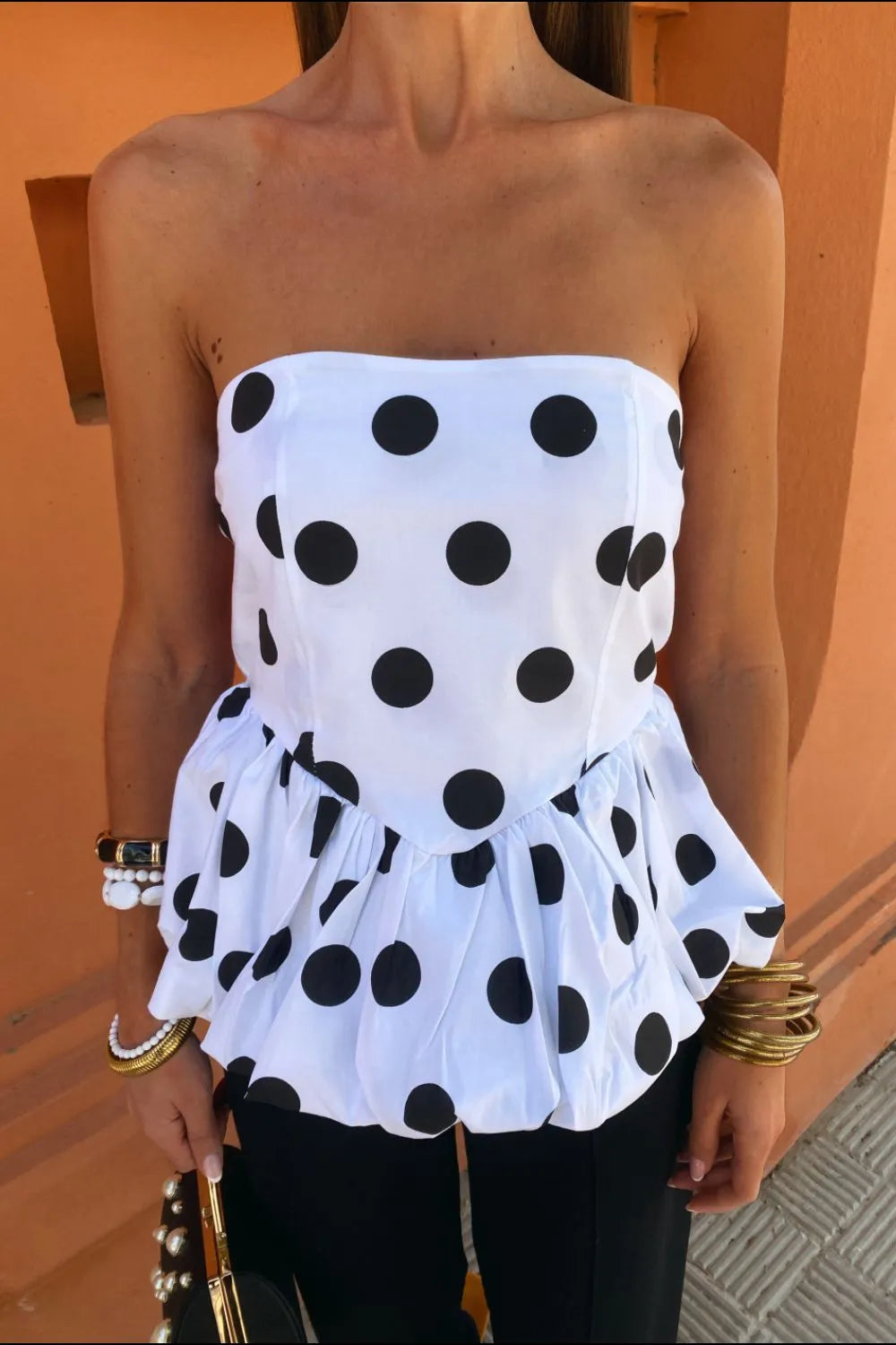 Smocked Back Bubble Hem Tube Top - Velora