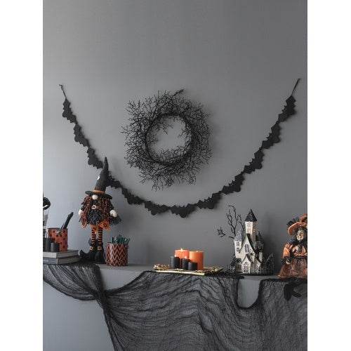 8.3x5x24 Fabric Standing Gnome W Orange Banner Spring Body, For Halloween Decor - Velora