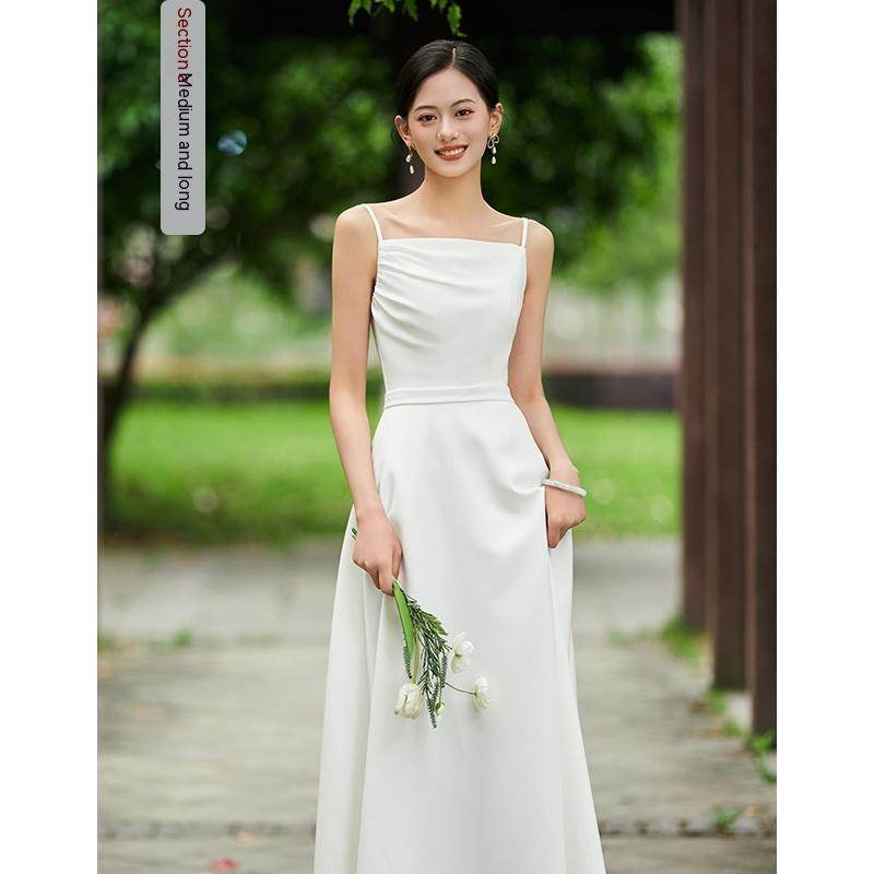 White Bridesmaid Dress Senior Dress Daily Style Formal Dress - Velora
