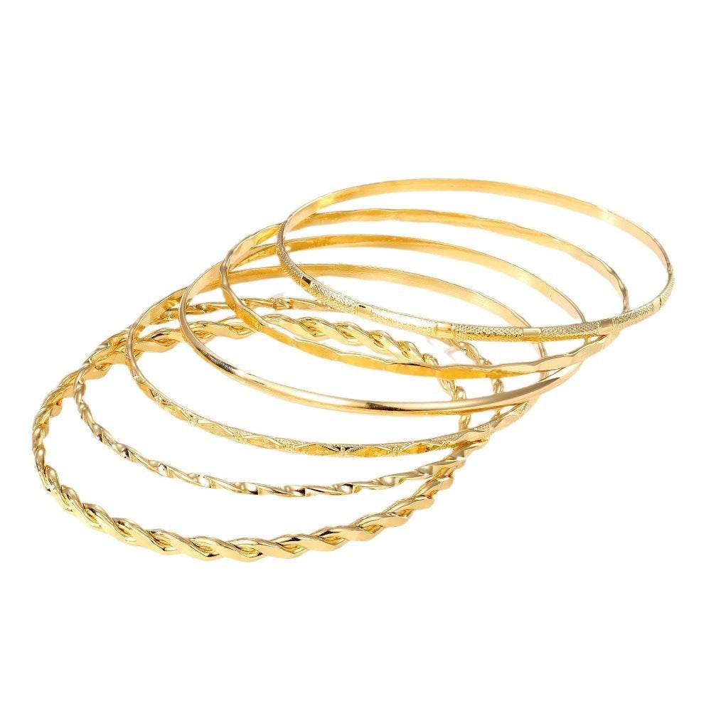 Bohemian Metal Chain Bracelet Set For Women Geometric Gold Color Thick Link Chain Bangle Female Fashion Jewelry - Velora