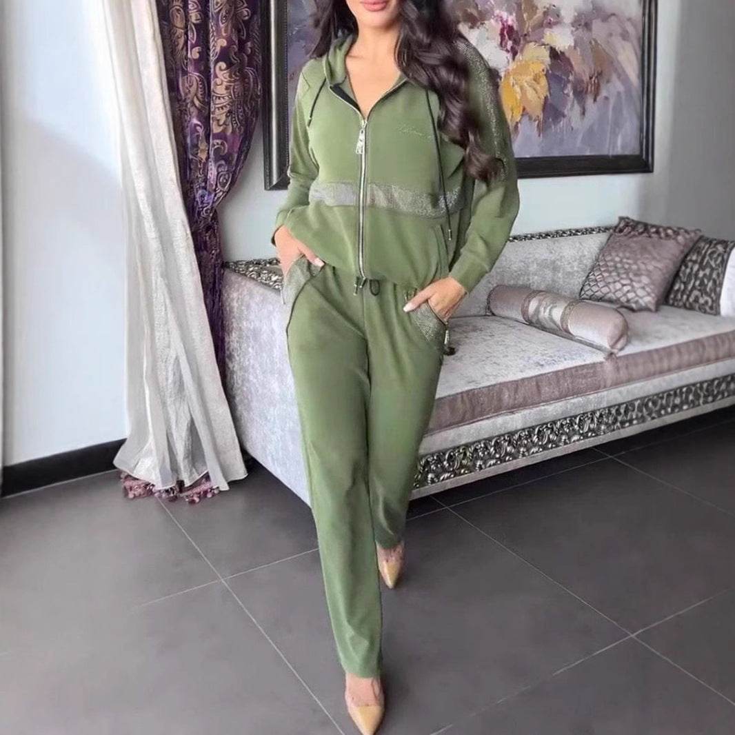 Women's Long-sleeved Trousers Sweater 2-piece Set - Velora
