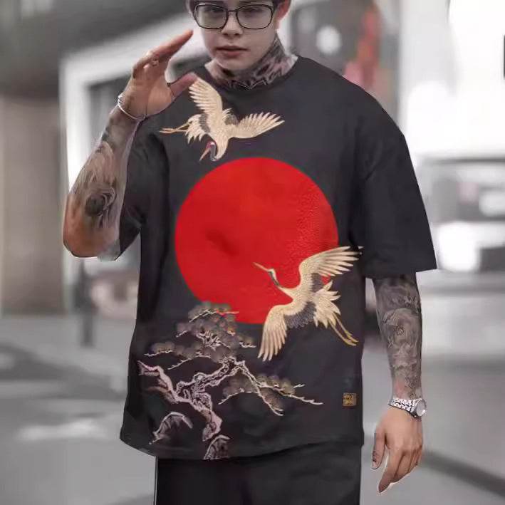 3D Printed Ukiyo-e T-shirt Men's Round Neck Short Sleeve - Velora