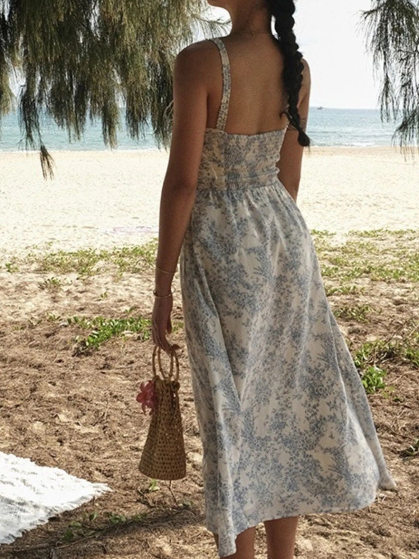 Floral Print Midi Cami Dress - Velora