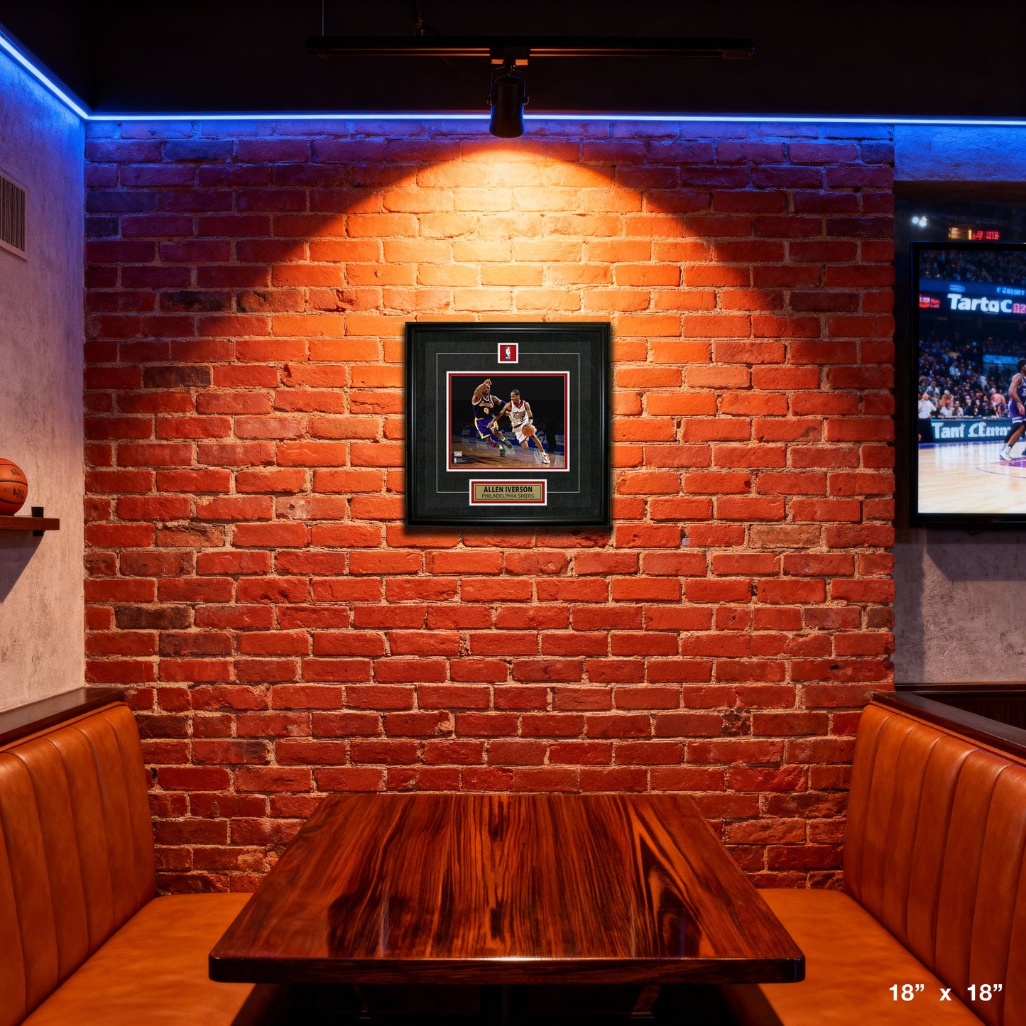 Allen Iverson Framed Pin & Plate Sixers