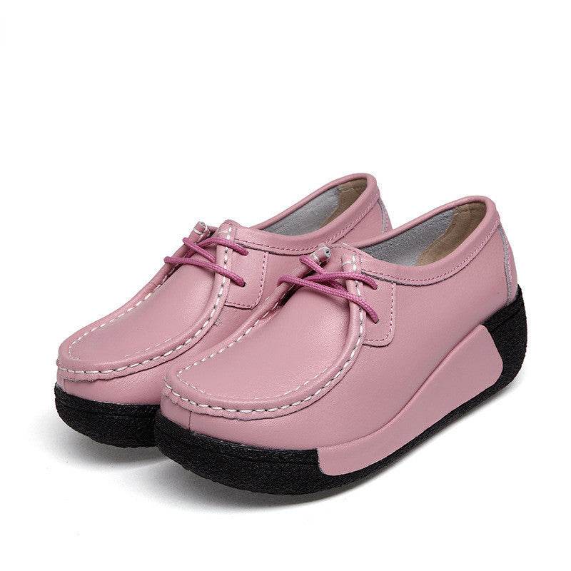 Direct manufacturers with thick soles muffin ladies casual shoes leather shoes with a solid set foot on behalf of the British - Velora