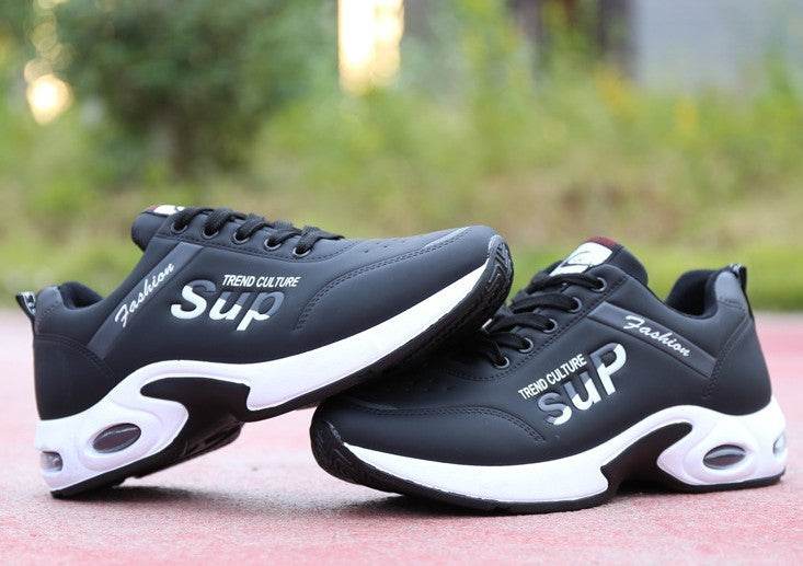 Men's Leisure Travel Shoes Students' White Leather Running Shoes - Velora
