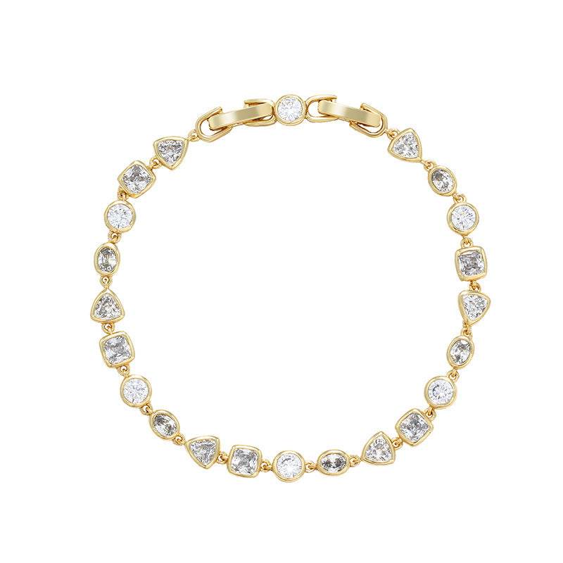 Affordable Luxury Style Korean Fashion Exquisite Full Diamond Geometric Bracelet - Velora