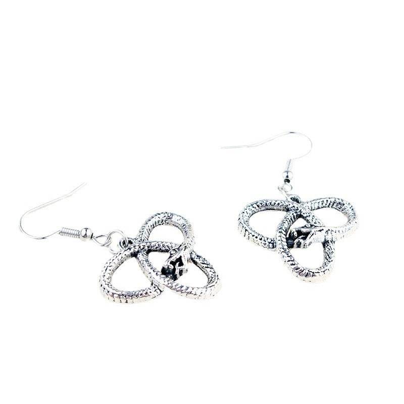 European And American Gothic Universe Infinite Snake Earrings Pagan Ancient India - Velora