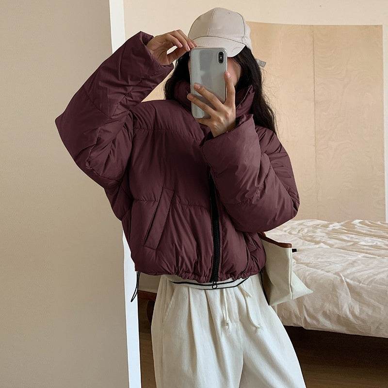 New Stand Collar Short Coat Fashion Bread Cotton-padded Coat Cropped Parkas Women Clothing - Velora