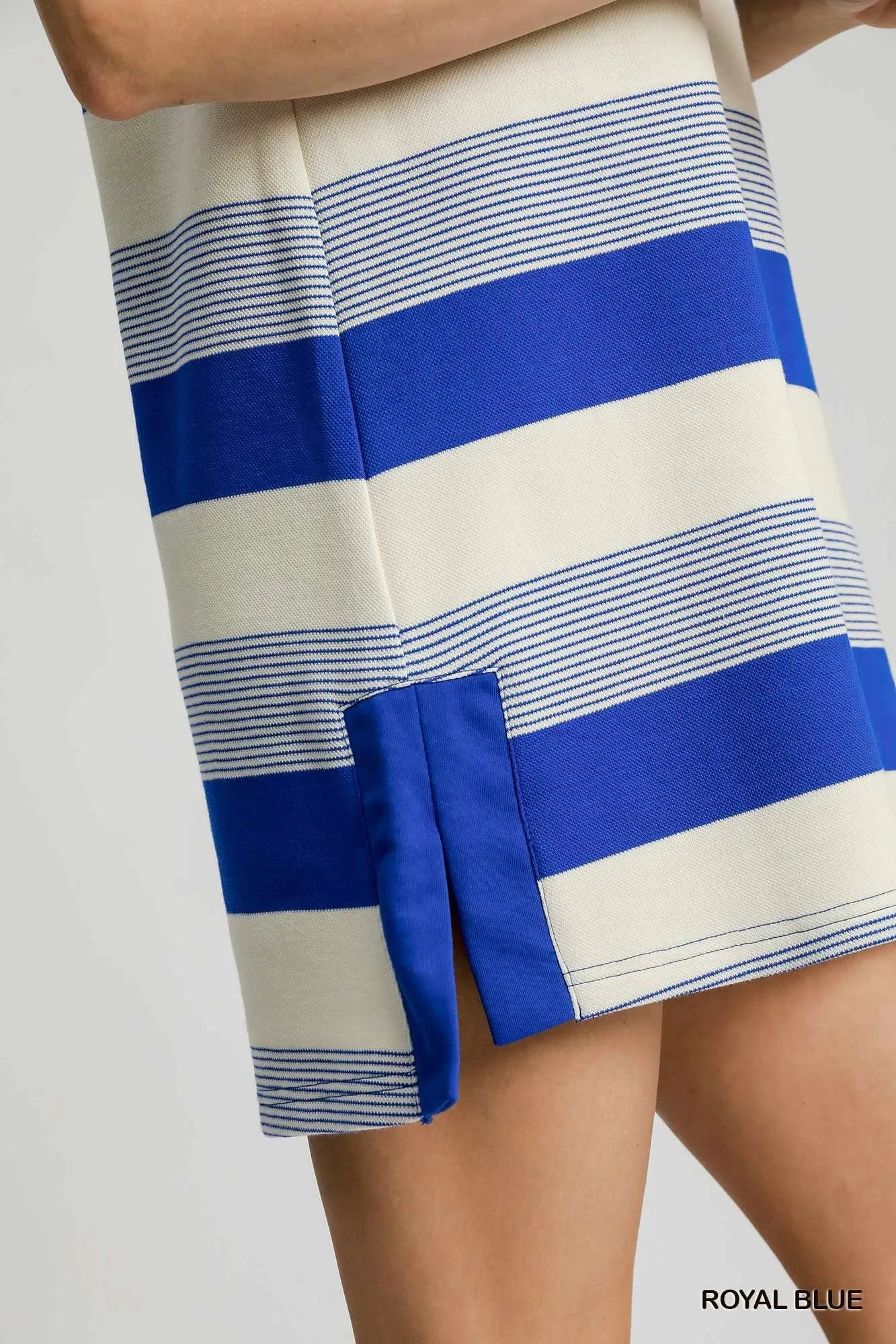 Umgee French Terry Side Slit Striped Mini Dress - Velora
