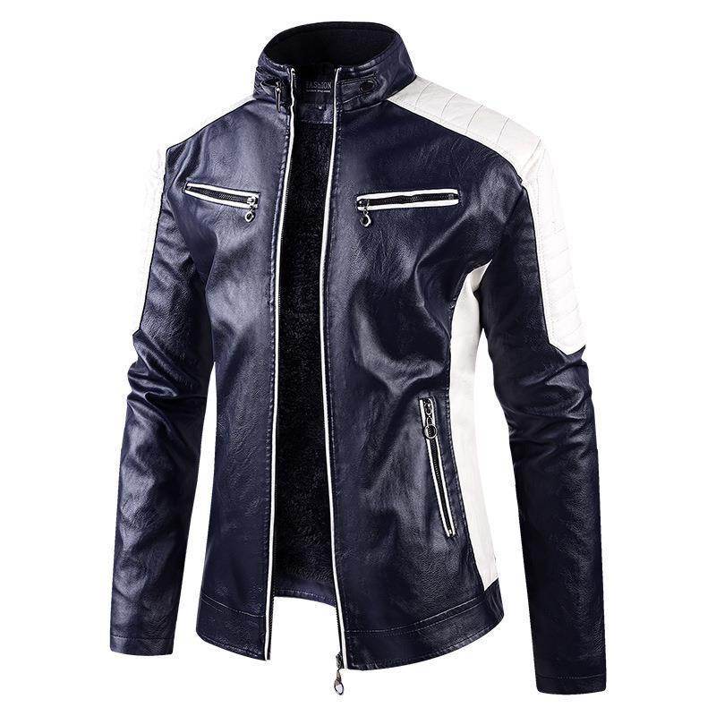 European Size Autumn And Winter Leisure Leather Men's Coat Fleece-lined - Velora