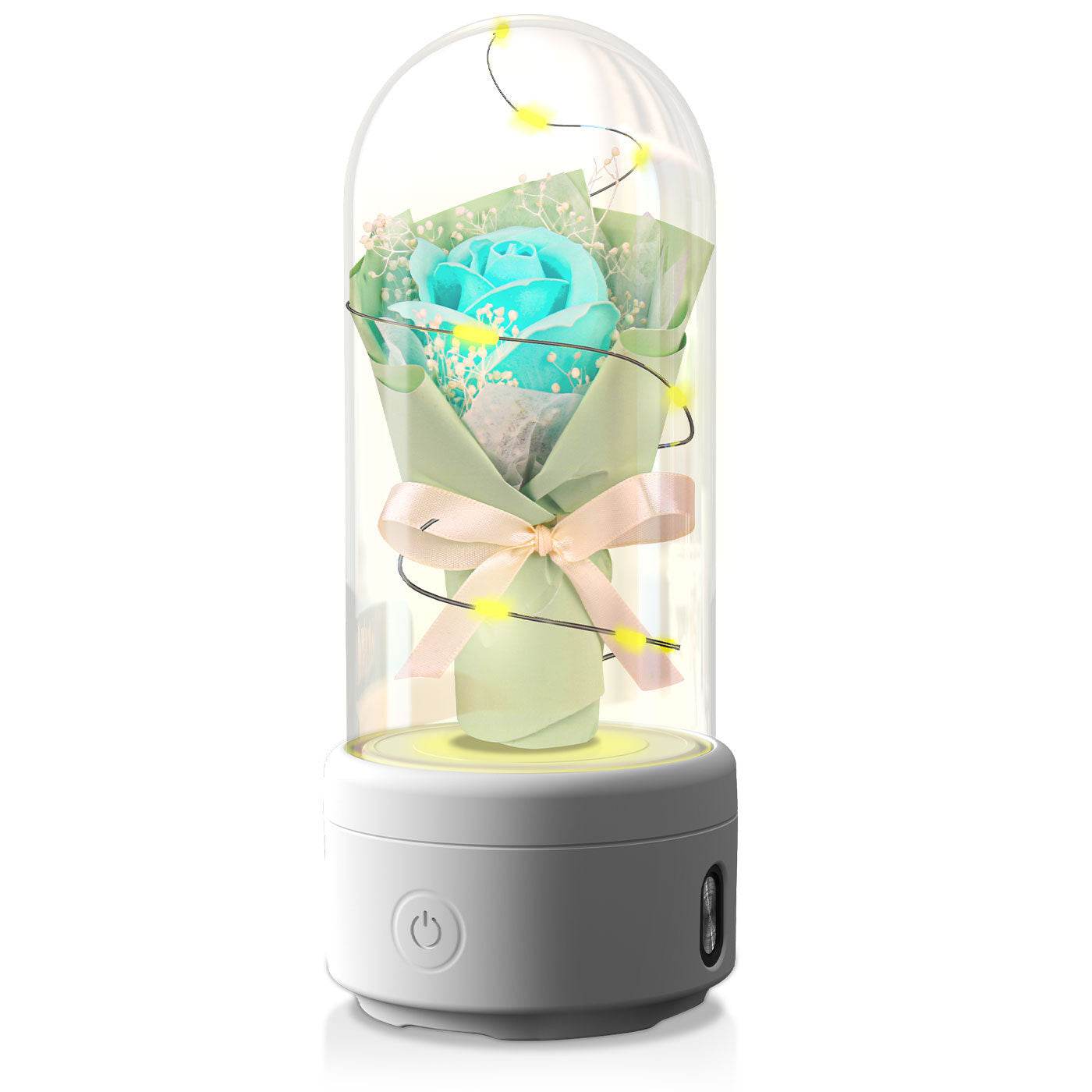 Creative 2 In 1 Bouquet LED Light And Bluetooth-compatible Speaker Mother's Day Gift Rose Luminous Night Light Ornament In Glass Cover - Velora