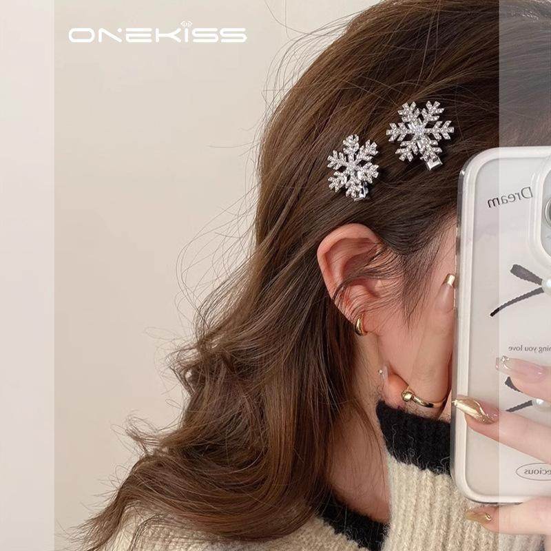 Cyrstal Snowflake Pearl Hair Clip Winter Girls Small Sweet Bobby Pins Women Fashion Retro Flower Hairside Headwear Accessories Hair Jewelry - Velora