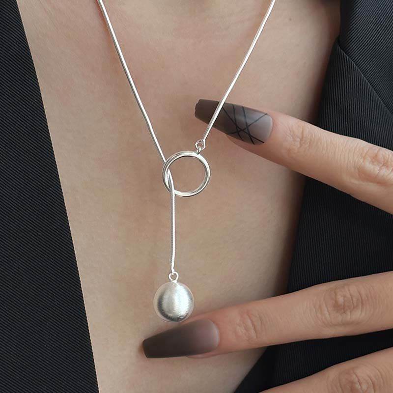 Ins Round Ball Ring Long Necklace Fashion Personality Temperament Sweater Chain Fall Winter Women's Jewelry - Velora