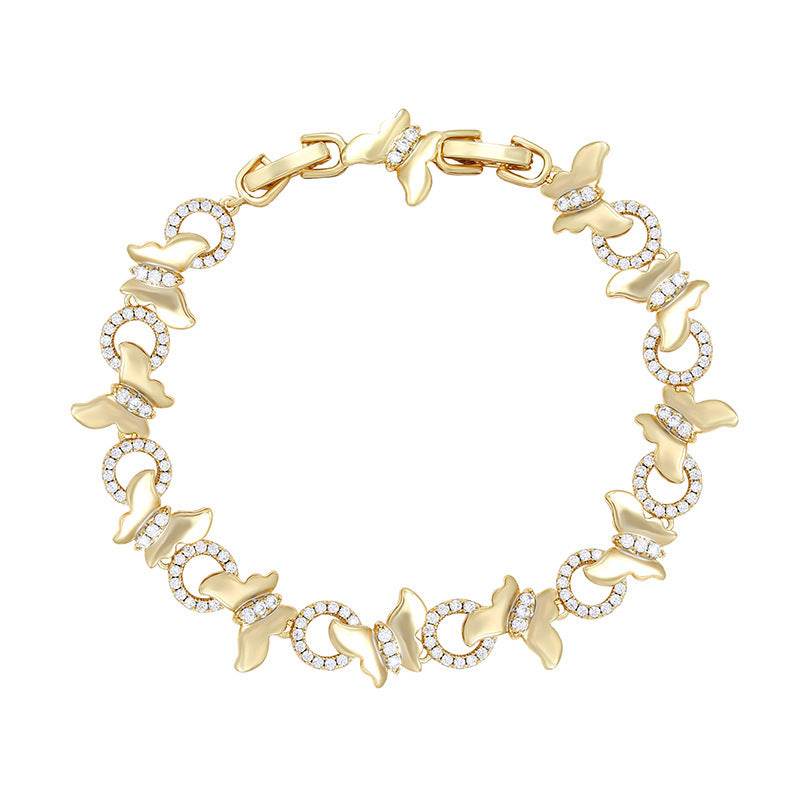 Copper Inlaid Zircon Smart Butterfly Stitching Bracelet European And American High-grade Bracelet - Velora