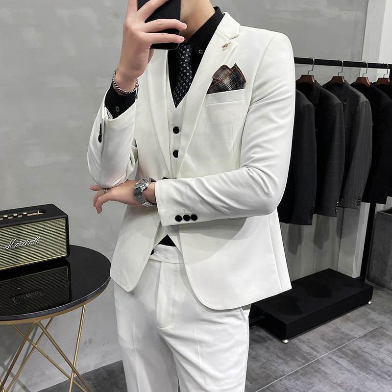 Men's Three-piece Suit Korean Style One Button - Velora