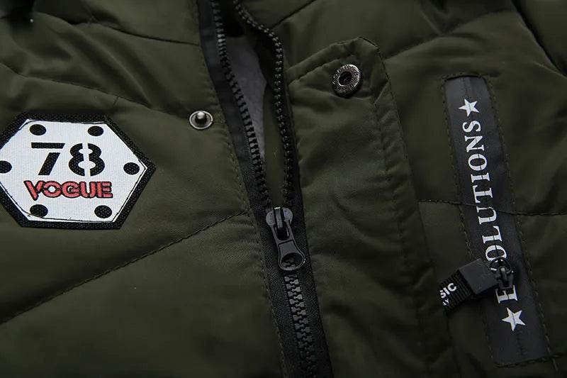 Fashion Boys Thicken Letter Print Hooded Cotton Jacket - Velora